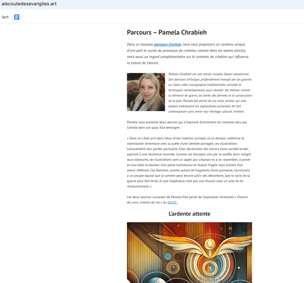 Parcours et œuvres de Pamela Chrabieh par le RACEF – Québec&nbsp;(Canada)